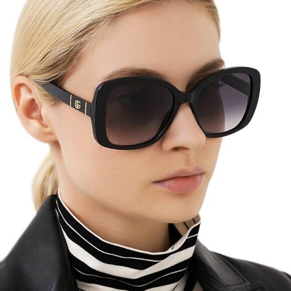Brand NEW Gucci GG0762S  001 Black Gray Gradient Square Women Sunglasses - Picture 1 of 13